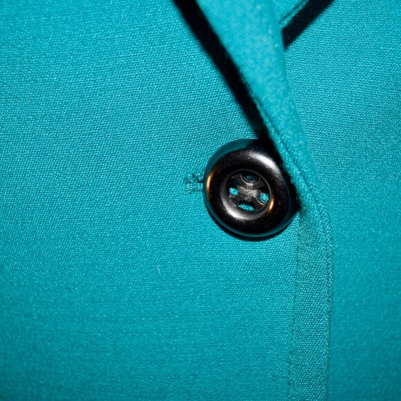 Coldwater Creek Size 16 Teal Cosmopolitan Crepe One-Button Blazer - Picture 5 of 8